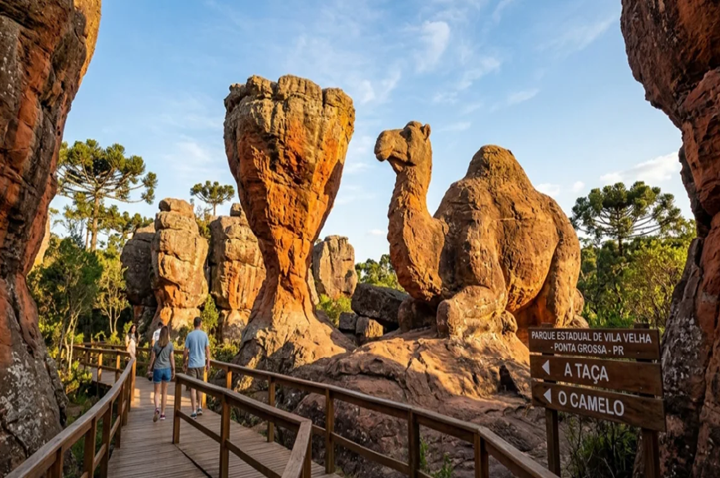 Os arenitos de 400 milhões de anos com a Taça, o Camelo e o primeiro parque natural tombado do Paraná